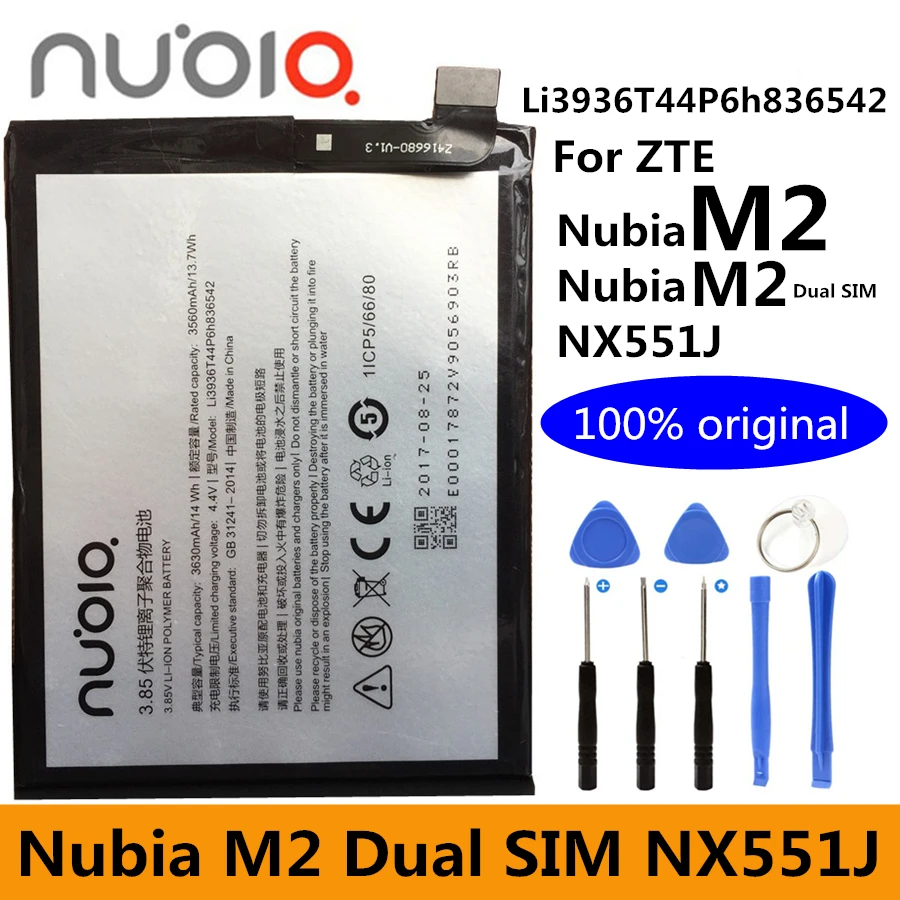 Nubia Original Li3936T44P6h836542 3630mAh Battery For ZTE Nubia M2 / M2 Dual SIM / M2 Dual SIM TD-LTE / NX551J Batteries
Nubia Original Li3936T44P6h836542 3630mAh Battery For ZTE Nubia M2 / M2 Dual SIM / M2 Dual SIM TD-LTE / NX551J Batteries