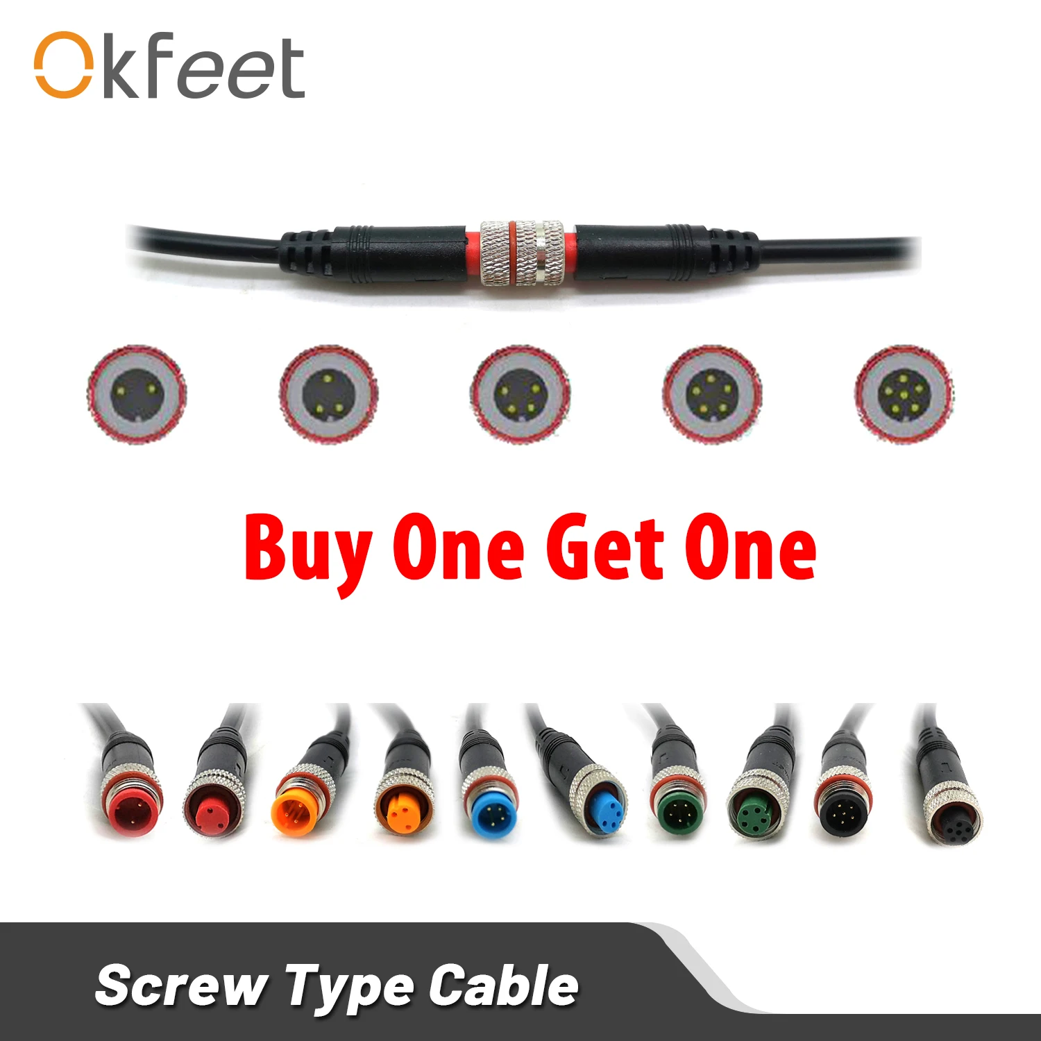 Okfeet Julet 2, 3, 4, 5, 6-контактный винтовой тип, маломощный водонепроницаемый разъем с прямым штекером
Okfeet Julet 2, 3, 4, 5, 6-контактный винтовой тип, маломощный водонепроницаемый разъем с прямым штекером