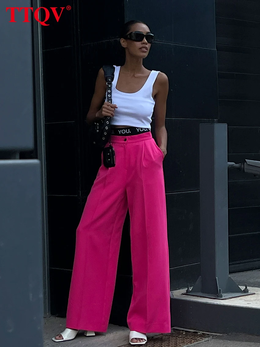 TTQV Casual Rose Pink Office Women's Pants Autumn Vintage High Waisted Wide Leg Pants Elegant Solid Classic Streetwear Trousers
TTQV Casual Rose Pink Office Women's Pants Autumn Vintage High Waisted Wide Leg Pants Elegant Solid Classic Streetwear Trousers
