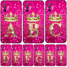 For OPPO A94 5G RENO 5Z F19 PRO PLUS phone back cover black tpu case letter Diamond Crown pink