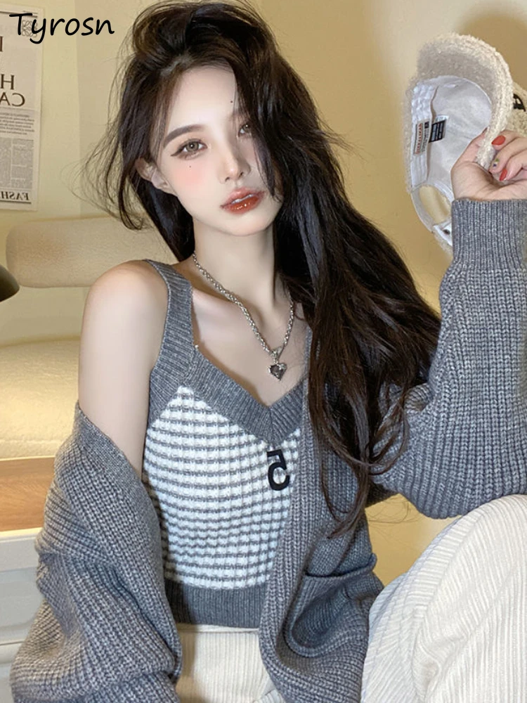 Cardigan Sets Women Panelled Minimalist Design Warm Sexy Tanks Spring Sweater All-match Korean Style Sweet Ladies Loose Daily
Cardigan Sets Women Panelled Minimalist Design Warm Sexy Tanks Spring Sweater All-match Korean Style Sweet Ladies Loose Daily