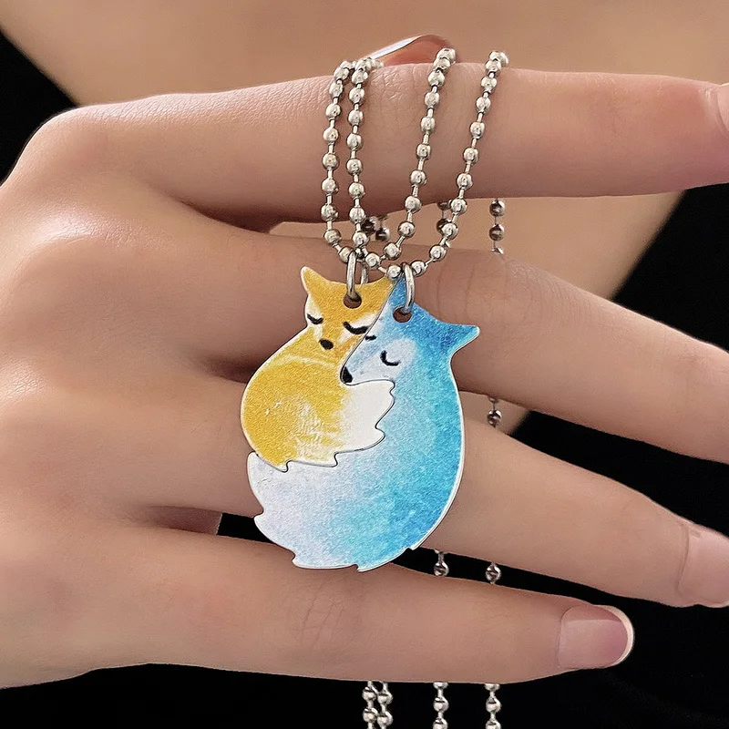 Cute Stainless Steel Fox Wolf Pendant Couple Necklace for Women Hug Choker Bird Pearl Clavicle Chain Friends Party Jewelry Gift
Cute Stainless Steel Fox Wolf Pendant Couple Necklace for Women Hug Choker Bird Pearl Clavicle Chain Friends Party Jewelry Gift