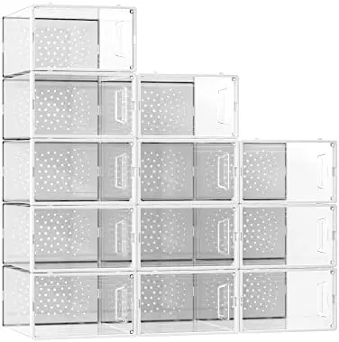 USA STOCK Shoe Boxes Clear Plastic Stackable, 12 Pack Shoe Organizer for Closet, Modular Shoe Storage Containers Display Case
USA STOCK Shoe Boxes Clear Plastic Stackable, 12 Pack Shoe Organizer for Closet, Modular Shoe Storage Containers Display Case