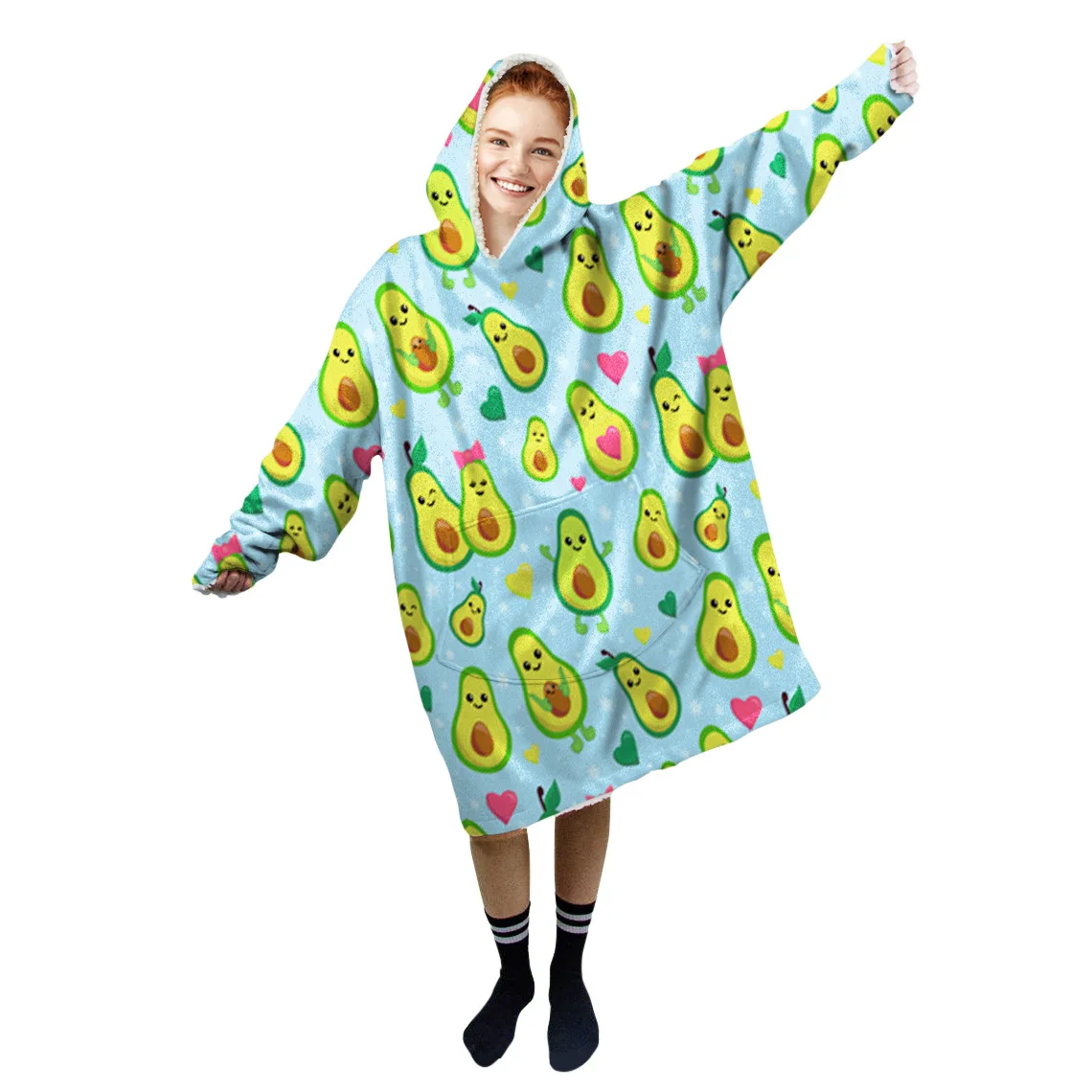 Cartoon Avocado Hooded Blanket For Women Gifts Winter Hoodie Sweater With Sleeves Lazy Sofa Nap Blanket Pocket Wearable Pullover
Cartoon Avocado Hooded Blanket For Women Gifts Winter Hoodie Sweater With Sleeves Lazy Sofa Nap Blanket Pocket Wearable Pullover