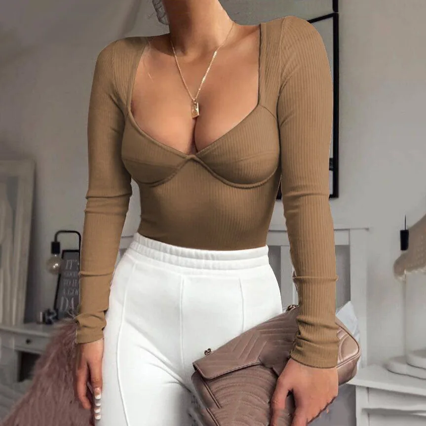 Sexy Women's Clothing In The Spring Of 2022 The New Low-Cut Shirt With Long Sleeves Leotard
Sexy Women's Clothing In The Spring Of 2022 The New Low-Cut Shirt With Long Sleeves Leotard
