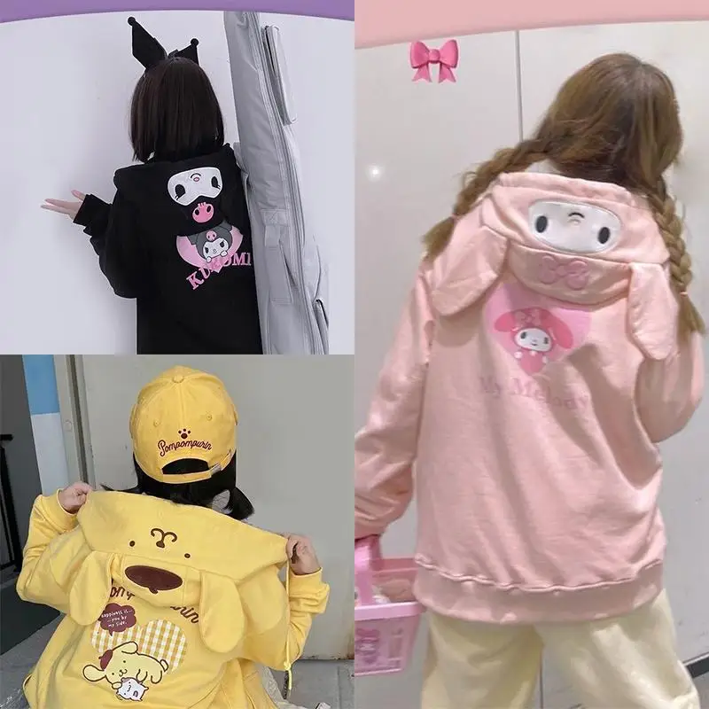 Sanrios аниме мультфильм Kuromi My Melody Cinnamoroll помпон пурин на молнии Толстовка кавайные Девушки Осень свободная с капюшоном милое толстое пальто
Sanrios аниме мультфильм Kuromi My Melody Cinnamoroll помпон пурин на молнии Толстовка кавайные Девушки Осень свободная с капюшоном милое толстое пальто