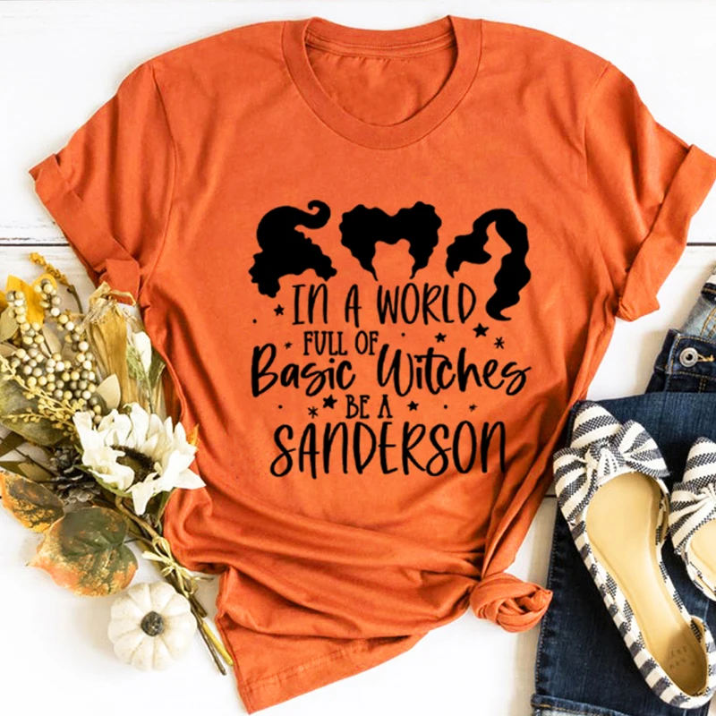 

In A World Full of Basic Witches Be A Sanderson Shirt Halloween Tshirt Sisters Tee Halloween Women Vintage Clothes Goth m