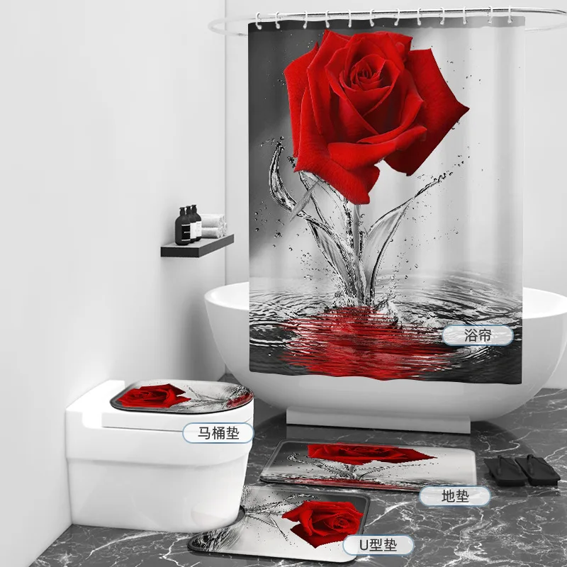 Rose 3D Printed Bathroom Set Together Shower Curtain Rug Set Bathroom Mats Rugs Toilet Decor Mat 01
Rose 3D Printed Bathroom Set Together Shower Curtain Rug Set Bathroom Mats Rugs Toilet Decor Mat 01
