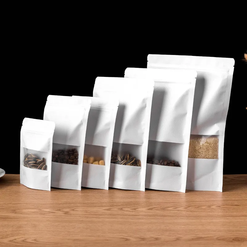 50pcs Frosted Window White Thicken Kraft Paper Stand Up Ziplock Sealing Bags Food Tea Nuts Packaging
50pcs Frosted Window White Thicken Kraft Paper Stand Up Ziplock Sealing Bags Food Tea Nuts Packaging