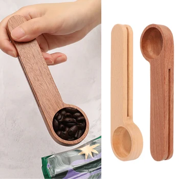 Coffee Scoop With Bag Clip Measuring Coffee Bean Spoon Multi-function Sealing Bag Clip For Tea Protein Powder Kitchen Tools