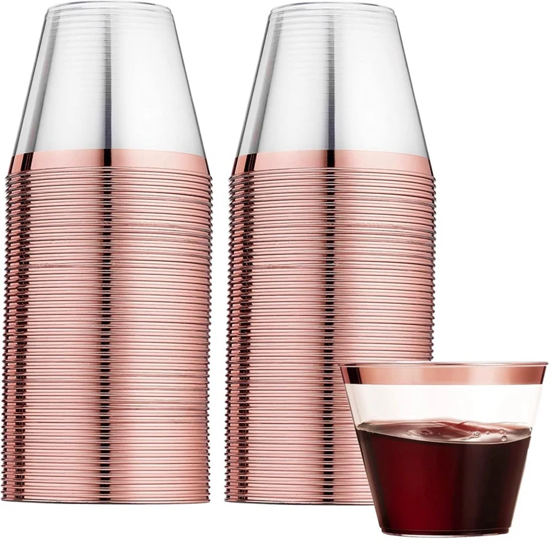 Rose Gold Rimmed Plastic Tumblers Plastic Wine Glasses Reusable Drink Cups Party Wine Glasses For Champagne Cocktail Martini
Rose Gold Rimmed Plastic Tumblers Plastic Wine Glasses Reusable Drink Cups Party Wine Glasses For Champagne Cocktail Martini