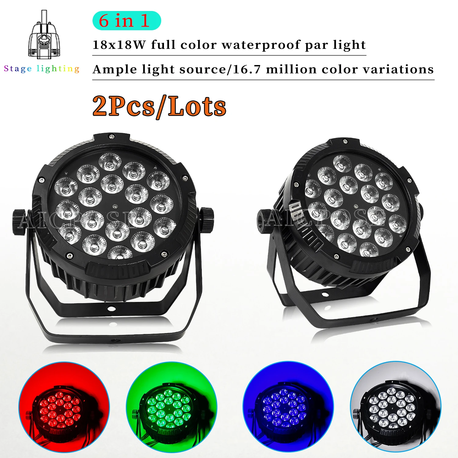 

2Pcs/Lots IP65 Waterproof LED Par Light 18x18W RGBWA UV 6IN1 18X12W RGBW 4in1 Outdoor Flat Spotlight Stage DJ Disco Light