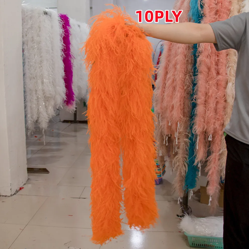 

Orange Natural Ostrich Feather Boa 2 Meters Feathers Scarf Decor for Carnival Clothing Dress Plumes Shawl Crafts 4 6 10 12 20PLY
