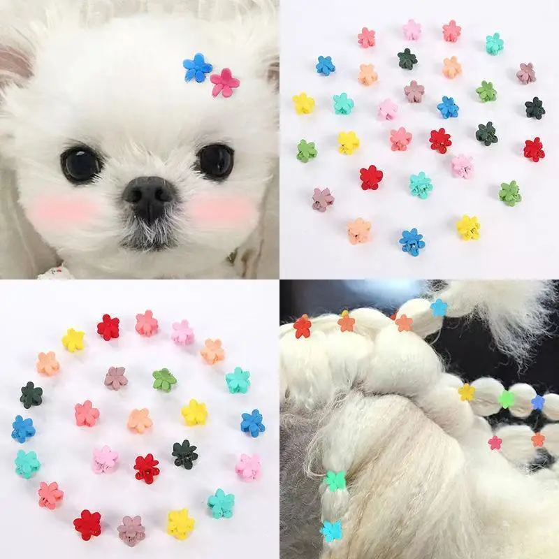 

20-100pcs/Set Pet Dog Hairpins Cute Colorful Flower Hair Claws For Girls Sweet Headband Yorkshire Hair Clips Hair Accessories