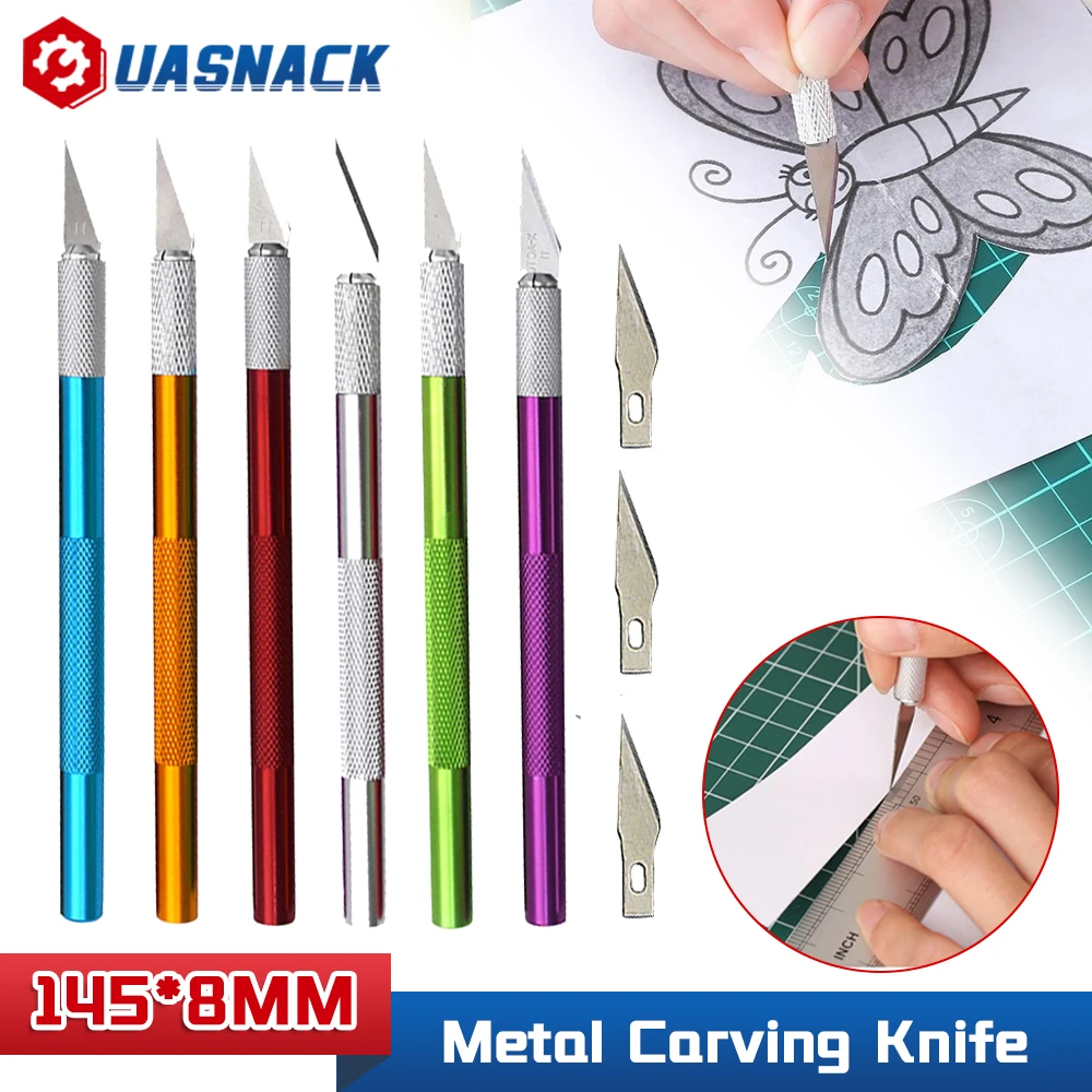 Engraving Blade Pen Hobby Knife Set Solid Metal Pen Knife Small Carving Craft Utility Knife Kit for DIY Art Work Cutting Tools
Engraving Blade Pen Hobby Knife Set Solid Metal Pen Knife Small Carving Craft Utility Knife Kit for DIY Art Work Cutting Tools