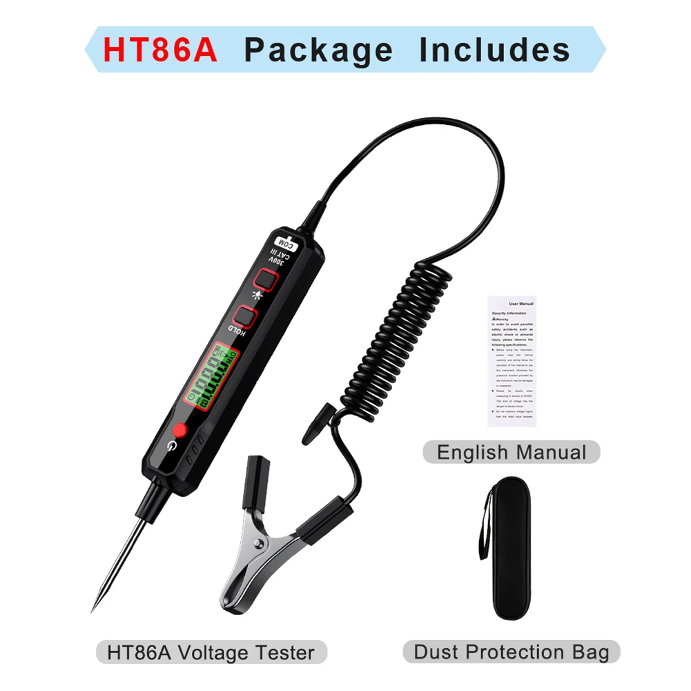 HT86 Car Circuit Tester Automobile Fault Maintenance Circuit Tester Digital Backlight Display Car Fuse Diagnostic Probe Test Pen
HT86 Car Circuit Tester Automobile Fault Maintenance Circuit Tester Digital Backlight Display Car Fuse Diagnostic Probe Test Pen