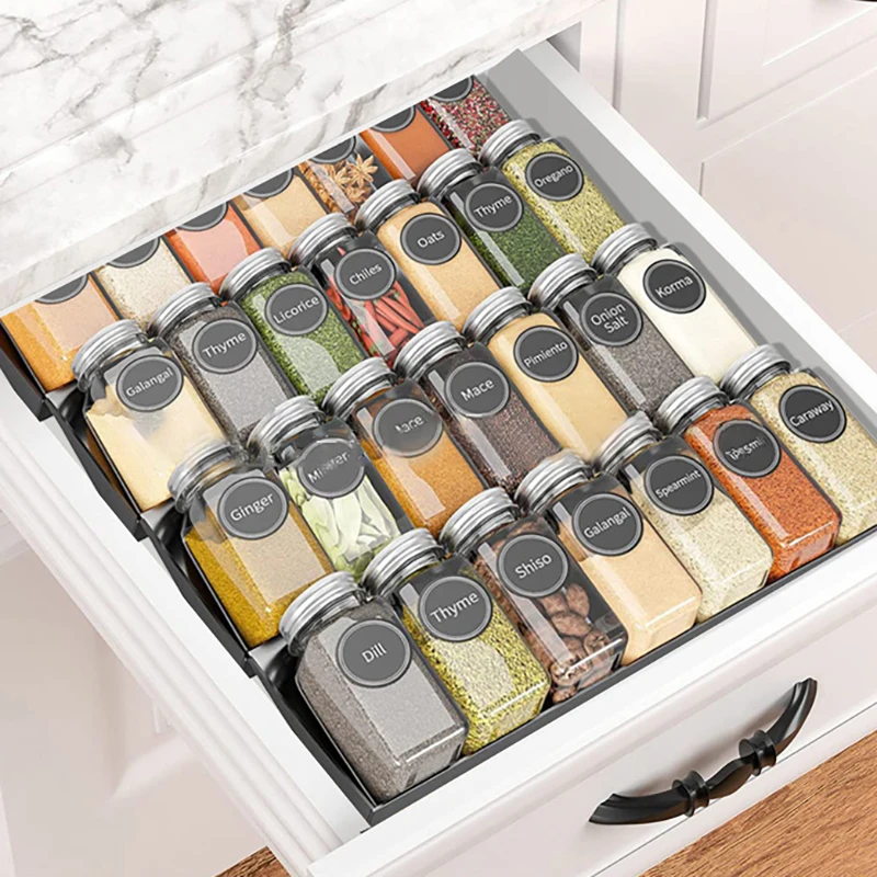 

4 Tier Kitchen Spice Rack Seasoning Bottle Storage Rack Cabinet Spice Drawer Organizer Under Desk Drawer Hidden Cosina Supplies