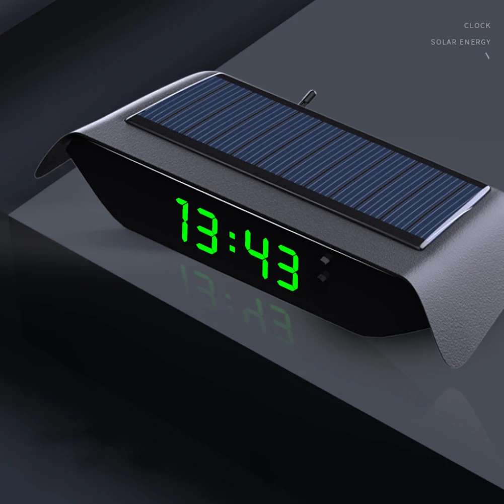 

Car Clock Thermometer Universal Wireless Auto HUD Head Up Display With Date Time Temperature Solar Powered USB Charged Dashboard