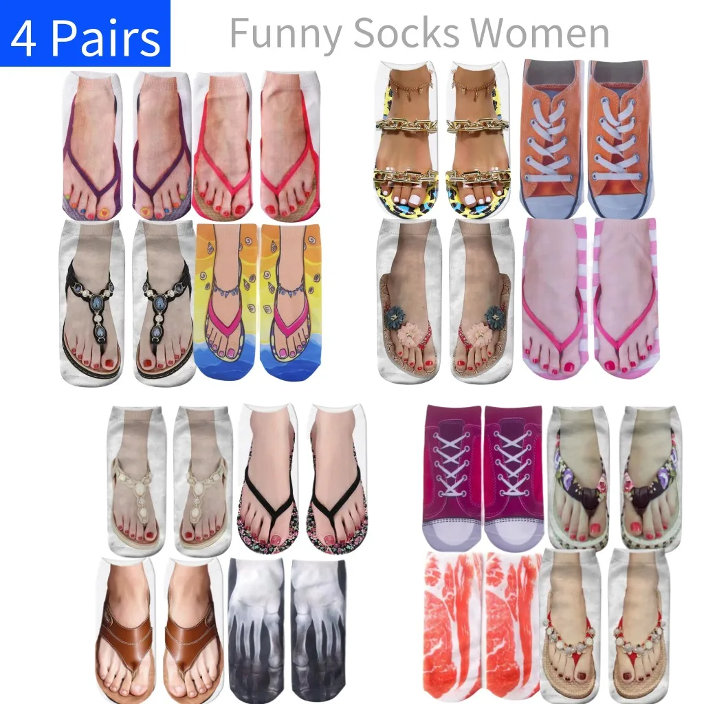 8PCS = 4 Pairs Funny Socks Women 3D Toe Flip Flops Skull Canvas Shoes Patterned Creative Ankle Socks Halloween Christmas Gift
8PCS = 4 Pairs Funny Socks Women 3D Toe Flip Flops Skull Canvas Shoes Patterned Creative Ankle Socks Halloween Christmas Gift