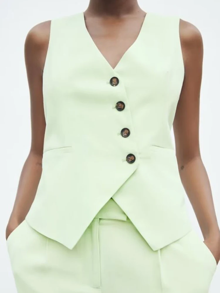 2023 Women Summer Vests Coats Casual Solid V-Neck Single Breasted Asymmetric Female Elegant Street OL Waistcoat Clothing
2023 Women Summer Vests Coats Casual Solid V-Neck Single Breasted Asymmetric Female Elegant Street OL Waistcoat Clothing