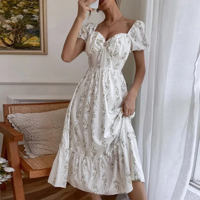 Spring and Summer New Printed French Floral Backless Slim Fit Spaghetti-Strap Ruffle Dress
Spring and Summer New Printed French Floral Backless Slim Fit Spaghetti-Strap Ruffle Dress