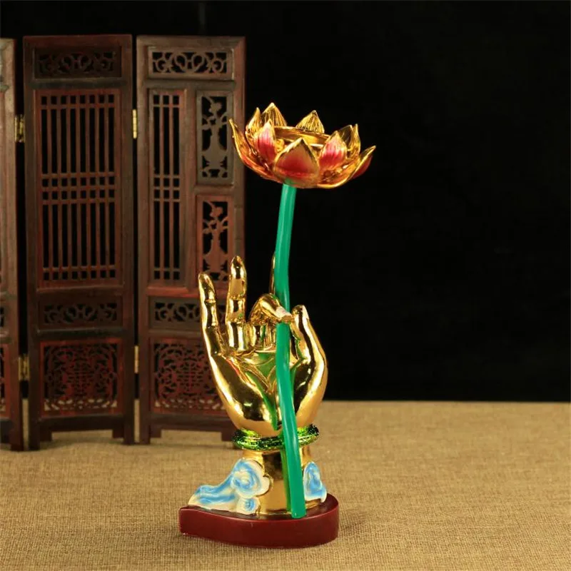 22cm Resin Hand Colored Plating Tibetan Buddhist Buddha Hand Lotus Lamp Base Home Putting Decorate Ornaments
22cm Resin Hand Colored Plating Tibetan Buddhist Buddha Hand Lotus Lamp Base Home Putting Decorate Ornaments