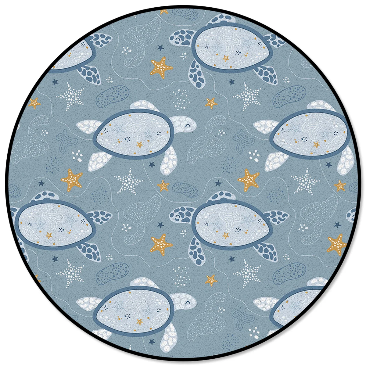 

Starfish Tortoise Marine Life Rugs And Carpets For Home Living Room Round Rug For Children Rooms Non-slip