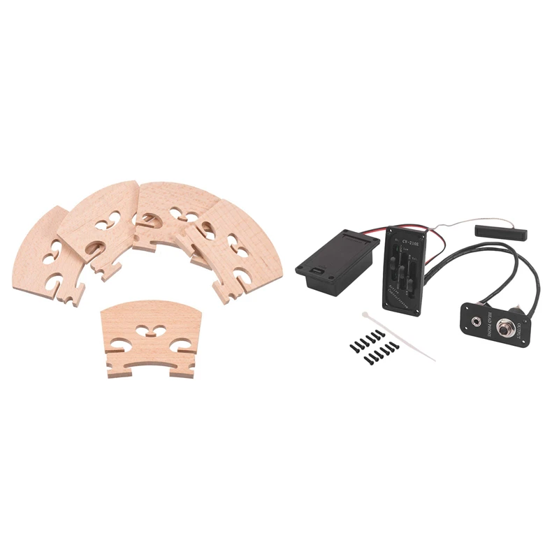 5X Maple 4/4 Full Size Violin Bridge Qin Code & 1X Electric Violin Pickup Piezo Preamp Accessory With Active Tone System
5X Maple 4/4 Full Size Violin Bridge Qin Code & 1X Electric Violin Pickup Piezo Preamp Accessory With Active Tone System