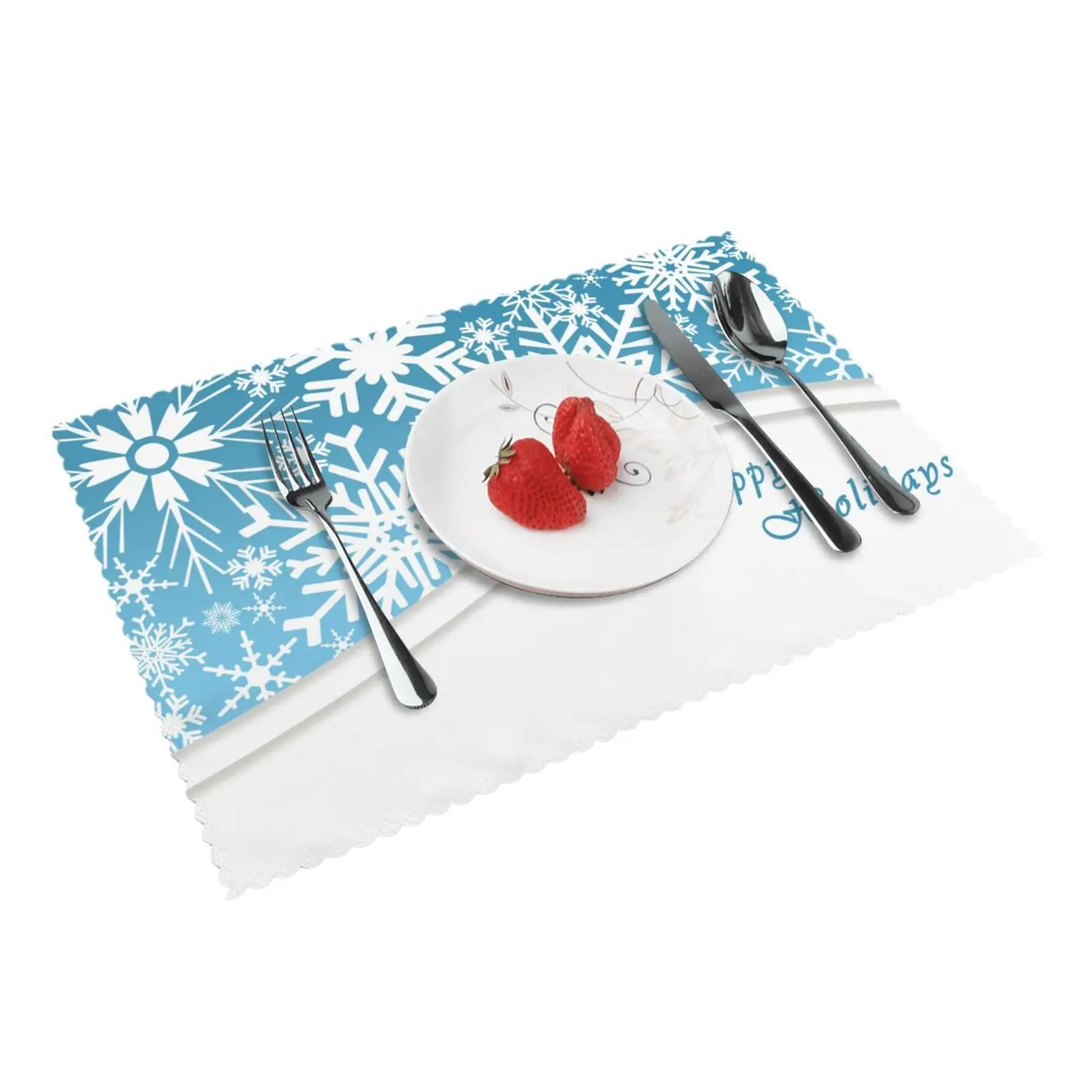 Set of 4 Placemats Polyester Snowy Christmas Snowflakes Strong Heat Resistance Waterproof Single Side Printed 12x18 Inch
Set of 4 Placemats Polyester Snowy Christmas Snowflakes Strong Heat Resistance Waterproof Single Side Printed 12x18 Inch