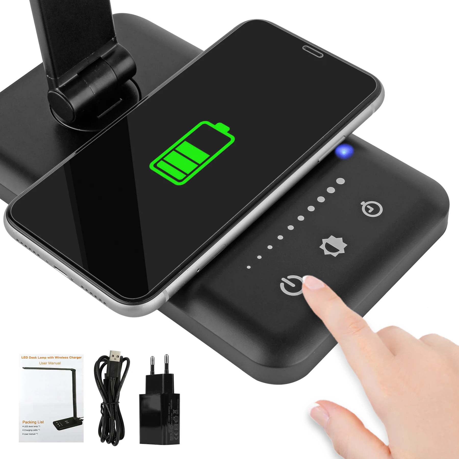 Wireless Charger LED Desk Lamp USB Charging Dimmable Eye-friendly Table Lamp with 5 Modes Touch Control Auto Timer Reading Lamp
Wireless Charger LED Desk Lamp USB Charging Dimmable Eye-friendly Table Lamp with 5 Modes Touch Control Auto Timer Reading Lamp