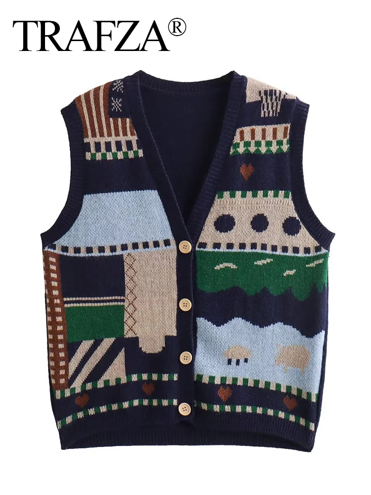 TRAF ZA Woman Elegant Chic Sleeveless Single-Breasted Casual Slim Knit Cardigan Vests Fashion Female Vintage Casual V-Neck Vests
TRAF ZA Woman Elegant Chic Sleeveless Single-Breasted Casual Slim Knit Cardigan Vests Fashion Female Vintage Casual V-Neck Vests