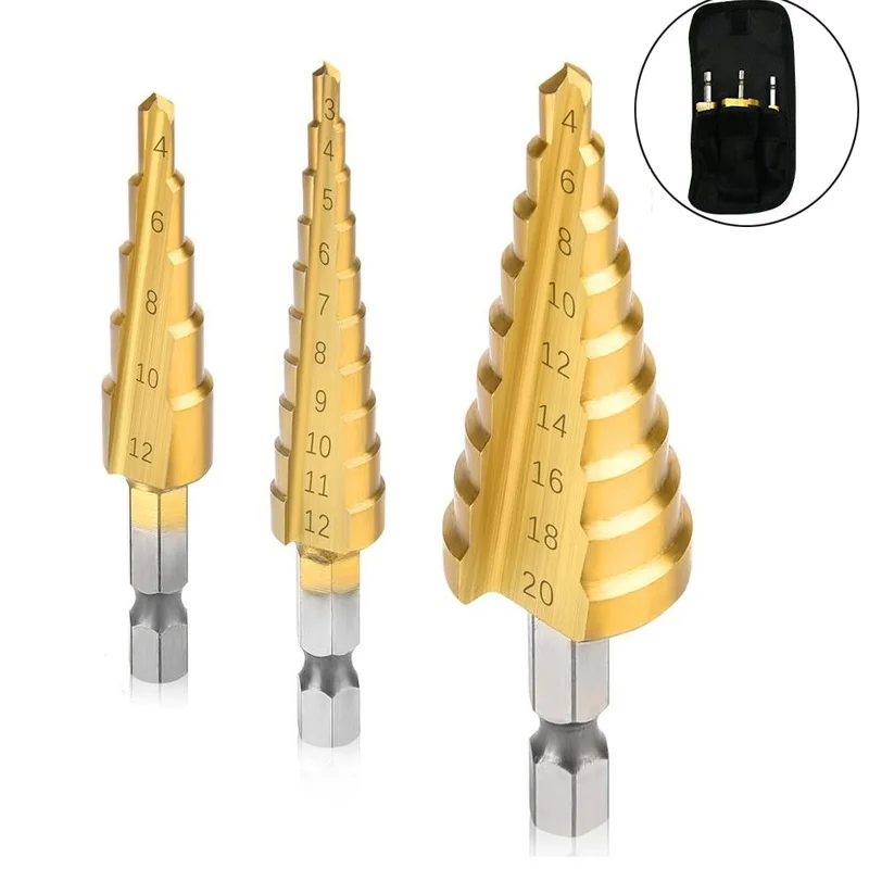 3-12mm 4-12mm 4-20mm HSS Straight Groove Step Drill Bit Metal High Speed Steel Wood Hole Cutter Cone Drill Woodworking Tools
3-12mm 4-12mm 4-20mm HSS Straight Groove Step Drill Bit Metal High Speed Steel Wood Hole Cutter Cone Drill Woodworking Tools