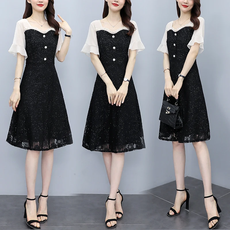New Casual Fashion Women's Midi Dress Summer Loose Female Clothing Short Sleeve Splicing Houthion
New Casual Fashion Women's Midi Dress Summer Loose Female Clothing Short Sleeve Splicing Houthion