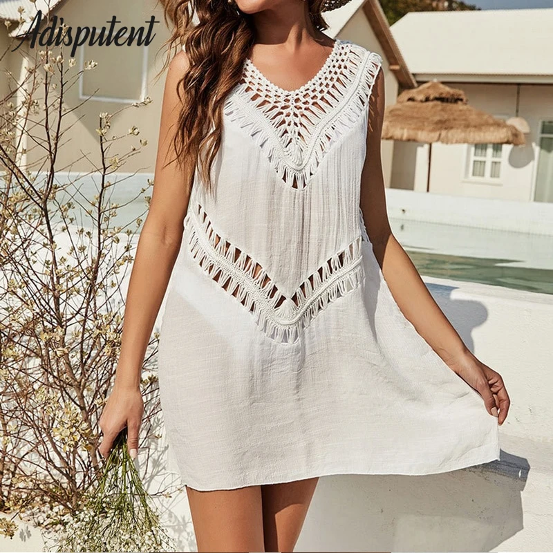 2022 Sexy Hollow Out Beach Dress Women V Neck Sleeveless Crochet Swimsuit Cover Up Vestidos Female Bathing Suit
2022 Sexy Hollow Out Beach Dress Women V Neck Sleeveless Crochet Swimsuit Cover Up Vestidos Female Bathing Suit