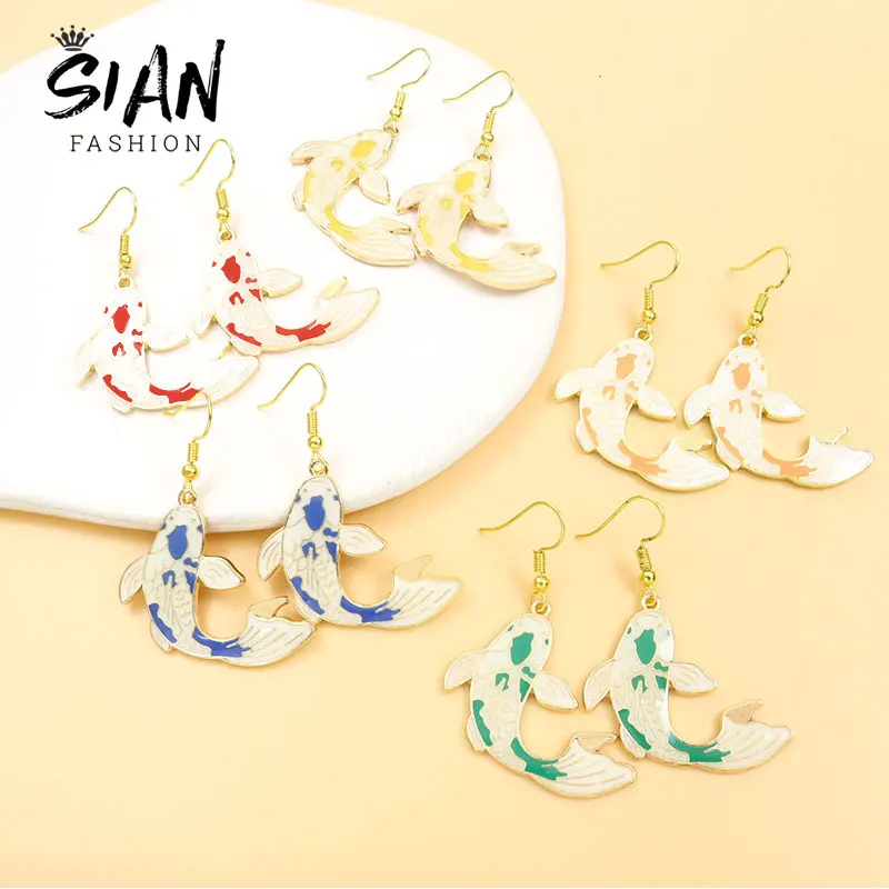 Cute Koi Fish Enamel Drop Earrings Lucky Carp Animal Drip Oil Dangle Earrings Alloy Metal Ear Hook Jewelry Women Girls Accessory
Cute Koi Fish Enamel Drop Earrings Lucky Carp Animal Drip Oil Dangle Earrings Alloy Metal Ear Hook Jewelry Women Girls Accessory