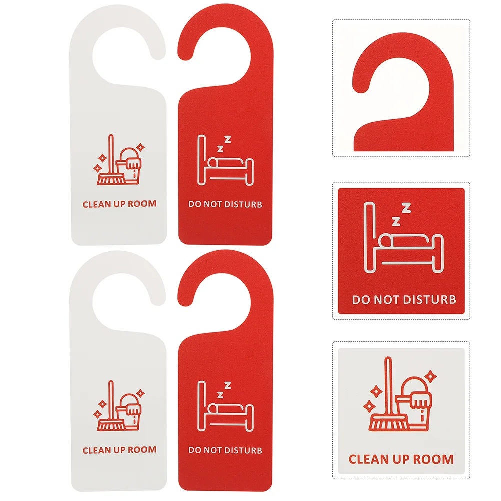 

4 Pcs Office Sign Do Not Disturb Listing Double Sides Door Hanger Handle Hotel Signs Pvc