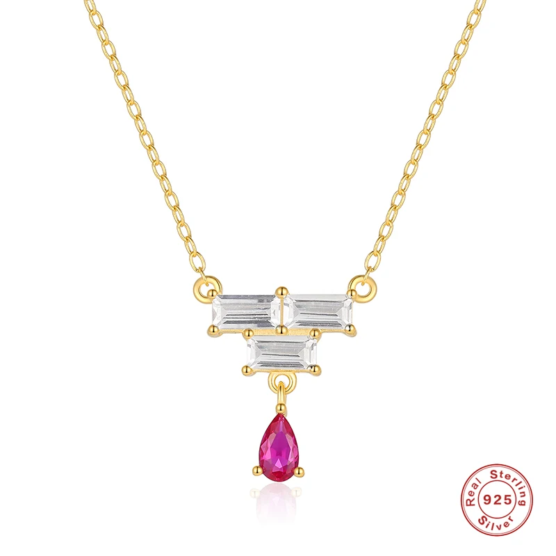 Aide 925 Sterling Silver Unique Zircon Step Shape Pendant Necklaces For Women Elegant Rose Red Water Drop Crystal Charm Necklace
Aide 925 Sterling Silver Unique Zircon Step Shape Pendant Necklaces For Women Elegant Rose Red Water Drop Crystal Charm Necklace
