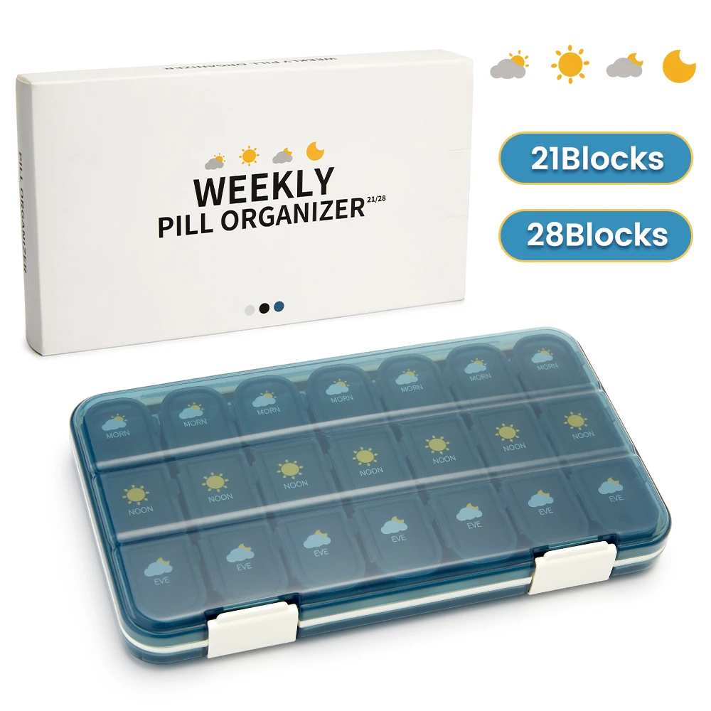 

Portable 21/28 Grids Weekly Pill Box Medicine Dispenser Tablet Organizer Storage Boxes 7 Days Compartment Pills Case Container
