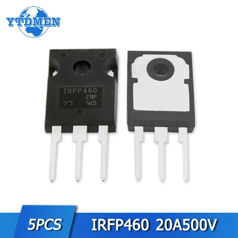 

5pcs IRFP460 MOSFET Transistors Kit 20A 500V 460PBF TO-247 MOS N-Channel Electronic Component TO247 Transistor set