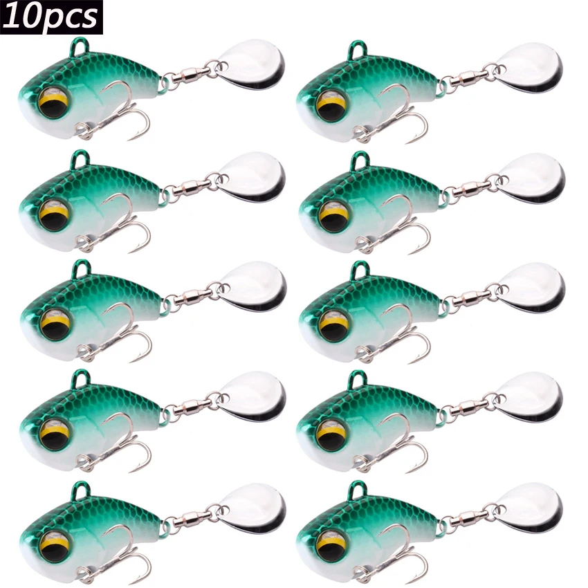 

10pcs Fishing Lures Wobble Rotating Metal Vib Vibration Bait Fishing 6g 14g 26g Artificial Hard Baits Spinner Spoon Lure Pesca