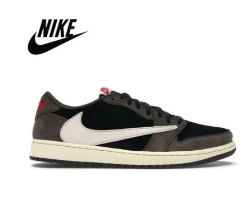 

Authentic Nike Air Jordan Retro 1 Low Travis Scott Black Toe OG 6 Rings Original Low Aj1 Men's Women's Basketball Shoes Sneakers