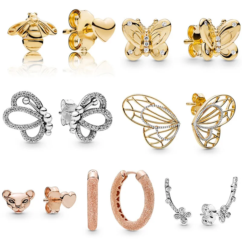 925 Sterling Silver Earring 7 Style Earrings With Rose Gold Bee Butterfly Lion Crystal Earrings for women pandora Jewelry
925 Sterling Silver Earring 7 Style Earrings With Rose Gold Bee Butterfly Lion Crystal Earrings for women pandora Jewelry