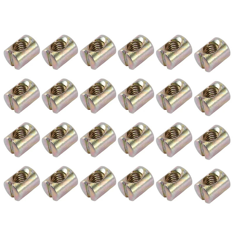 

HOT 24 Pieces M6 Barrel Nuts Cross Dowels Slotted Nuts For Furniture Beds Crib Chairs