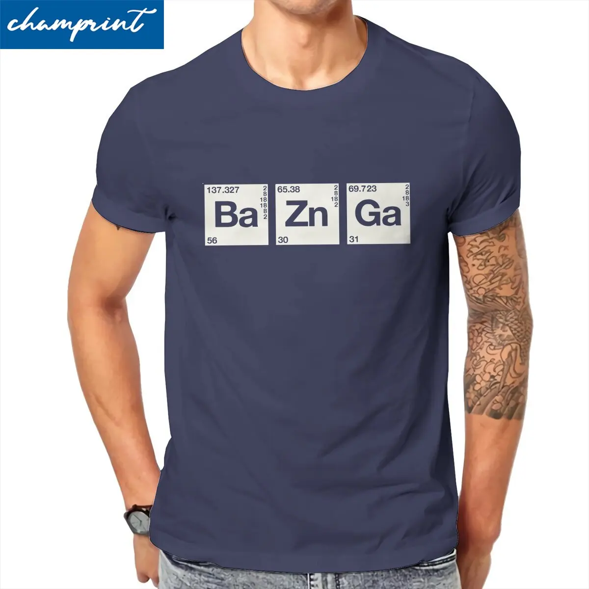 

Men T-Shirt BaZinGa Vintage Cotton Tee Shirt Short Sleeve The Big Bang Theory Chemistry T Shirt Crew Neck Clothes Adult