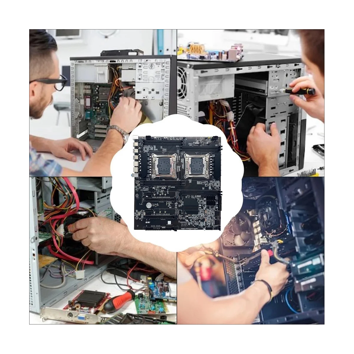 X99 Dual CPU ALEO Mining Motherboard+SATA Cable+Baffle LGA2011 V3/V4 8XDDR4 Slot PCIE 16X 8XSATA3.0 Supports 5 GPU Miner 
X99 Dual CPU ALEO Mining Motherboard+SATA Cable+Baffle LGA2011 V3/V4 8XDDR4 Slot PCIE 16X 8XSATA3.0 Supports 5 GPU Miner