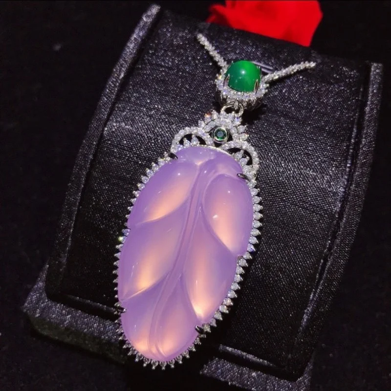 

High Ice Noble Violet Charming Pink Chalcedony Pendant Agate Women's Fashion Necklace Pendant