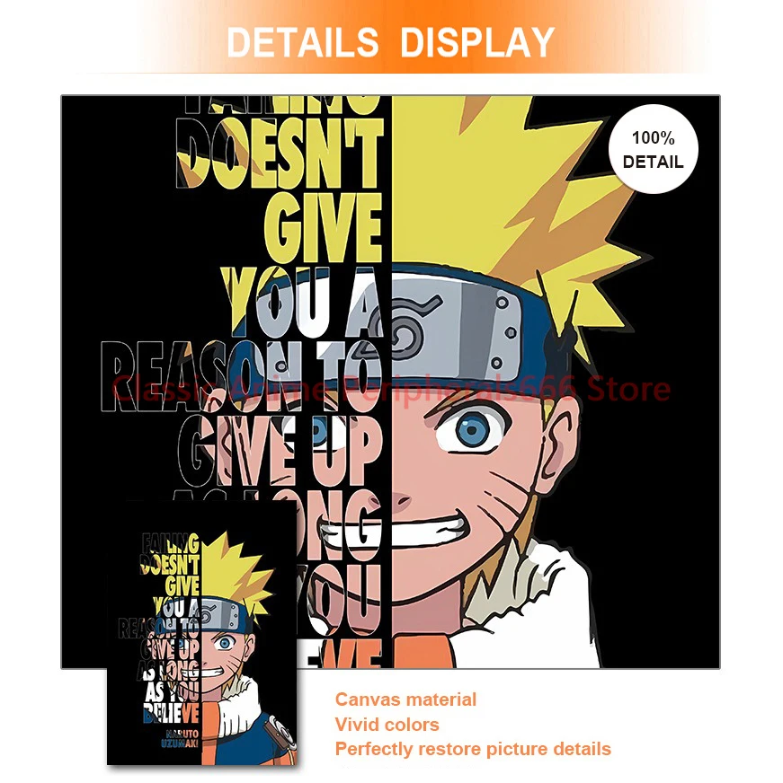 Naruto Poster One Piece Dragon Ball Children's Cartoon Inspirational Quotes Canvas Painting