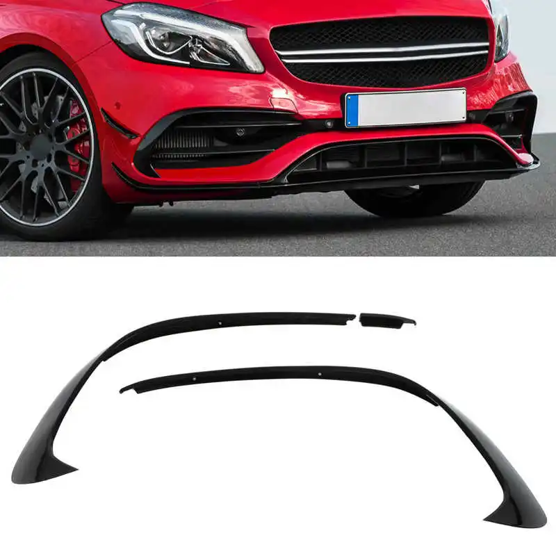 Сменный черный глянцевый спойлер на передний бампер для Mercedes-Benz A‑Class W176 amg-line A45
