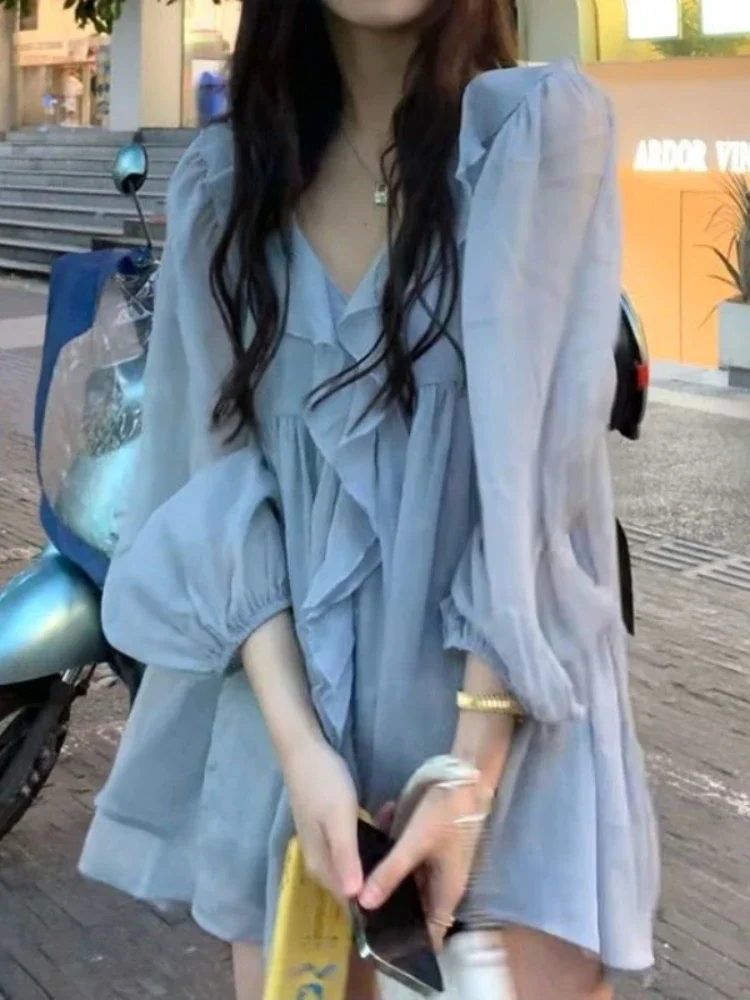 Sets Women Ruffles Chic Thin Sunscreen Aesthetic Puff Sleeve Blouses Breathable Sweet Young Pure Camisole Fairycore Daily Outfit
Sets Women Ruffles Chic Thin Sunscreen Aesthetic Puff Sleeve Blouses Breathable Sweet Young Pure Camisole Fairycore Daily Outfit