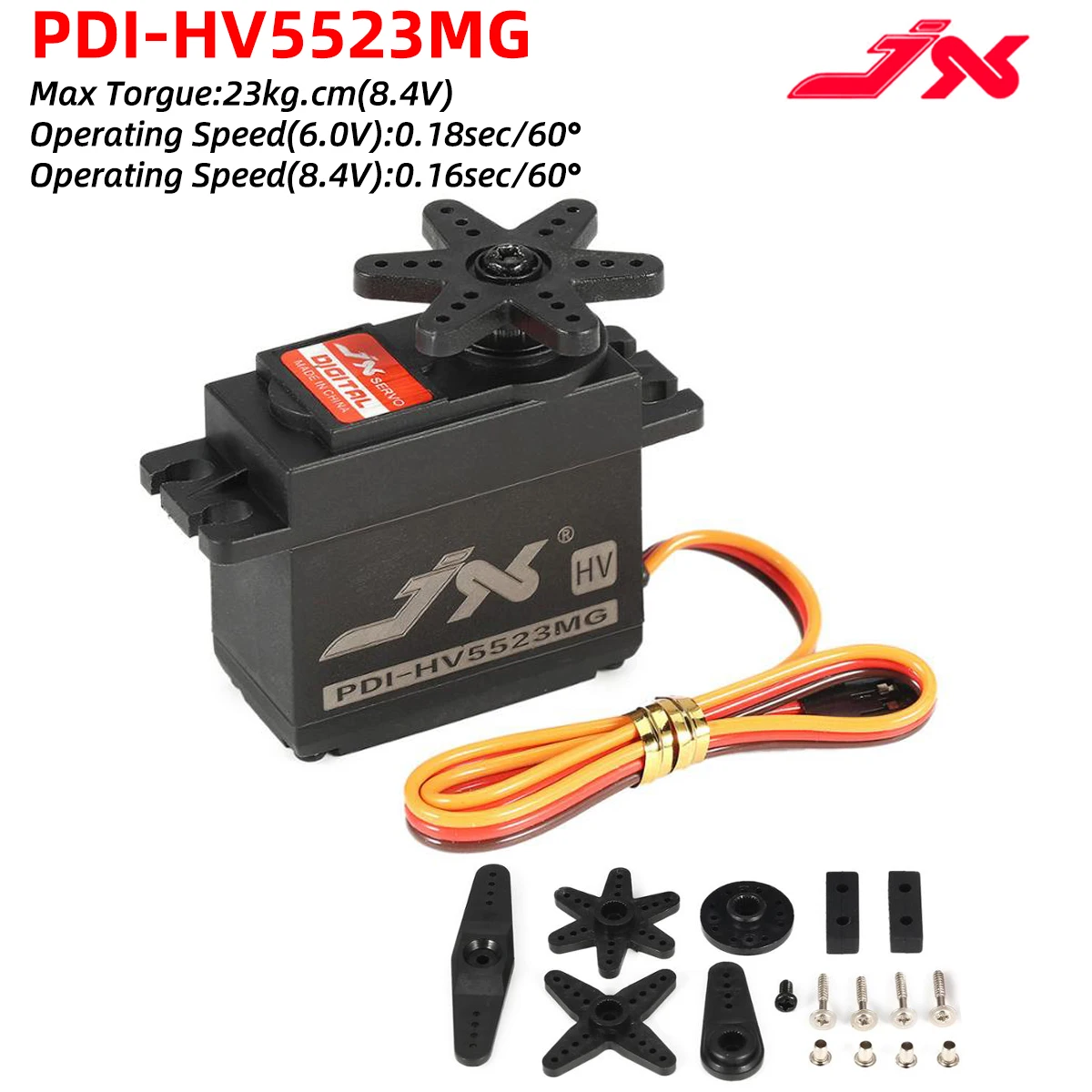 JX PDI-HV5523 23 кг высокий крутящий момент HV высоковольтный металлический зубчатый сердечник цифровой сервопривод для радиоуправляемой машины роботов самолетов дронов DIY Wltoys
JX PDI-HV5523 23 кг высокий крутящий момент HV высоковольтный металлический зубчатый сердечник цифровой сервопривод для радиоуправляемой машины роботов самолетов дронов DIY Wltoys
